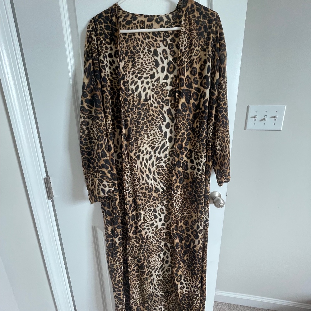 Leopard Print Floor Length Duster